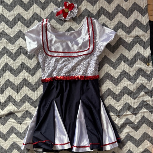 A wish come true White and Red Sequin Top XLC dance skating dress - Picture 5 of 6